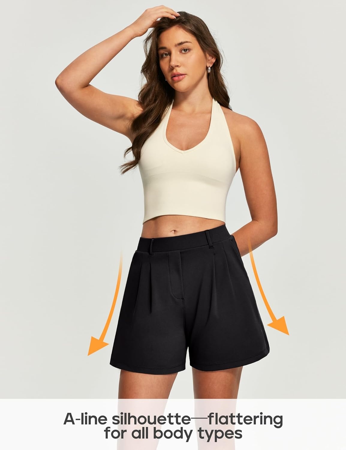 image:imageHeathyoga Stretchy Dress Shorts for Women Pull On Womens Shorts Dressy Casual High Waisted Summer Work Shorts Business CasualBlack