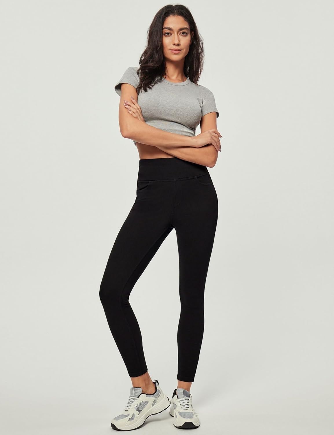 image:imageHeathyoga Stretchy Jeans for Women Trendy High Waist Pull On Jeggings Tummy Control Womens Skinny Jeans Leggings with PocketsFlexdenim Black