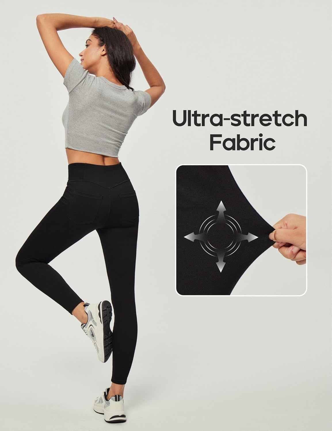 image:imageHeathyoga Stretchy Jeans for Women Trendy High Waist Pull On Jeggings Tummy Control Womens Skinny Jeans Leggings with PocketsFlexdenim Black