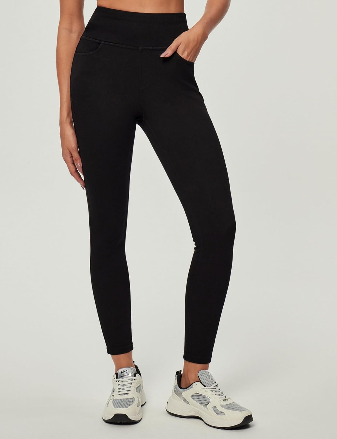 image:imageHeathyoga Stretchy Jeans for Women Trendy High Waist Pull On Jeggings Tummy Control Womens Skinny Jeans Leggings with PocketsFlexdenim Black