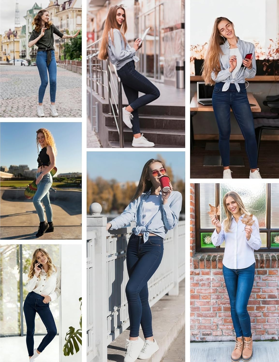 image:imageHeathyoga Stretchy Jeans for Women Trendy High Waist Pull On Jeggings Tummy Control Womens Skinny Jeans Leggings with PocketsFlexdenim Grey