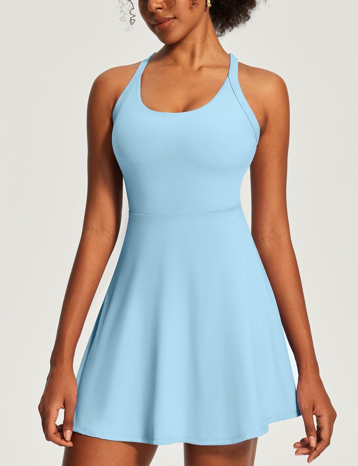 image:imageHeathyoga Tennis Dress with Built in Shorts and Bra Athletic Dress for Women Summer Cut Out Twisted Golf Workout DressEasy Peezy Cloudy Blue