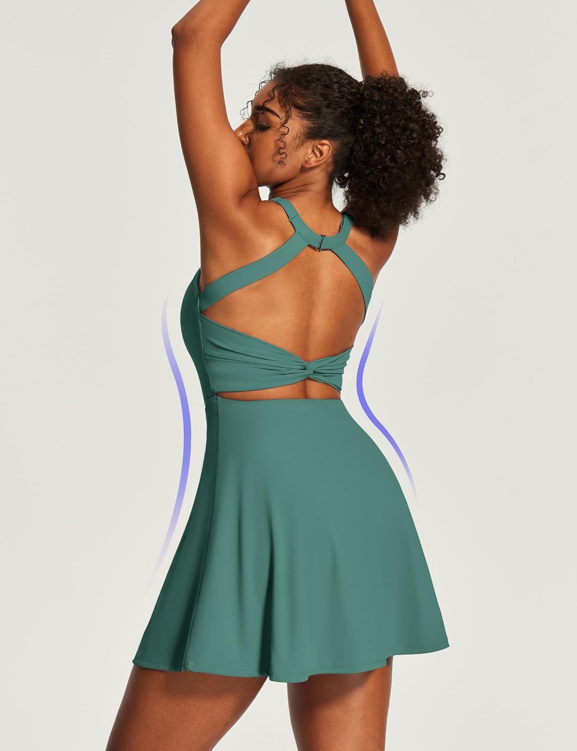 image:imageHeathyoga Tennis Dress with Built in Shorts and Bra Athletic Dress for Women Summer Cut Out Twisted Golf Workout DressEasy Peezy Verdant Green