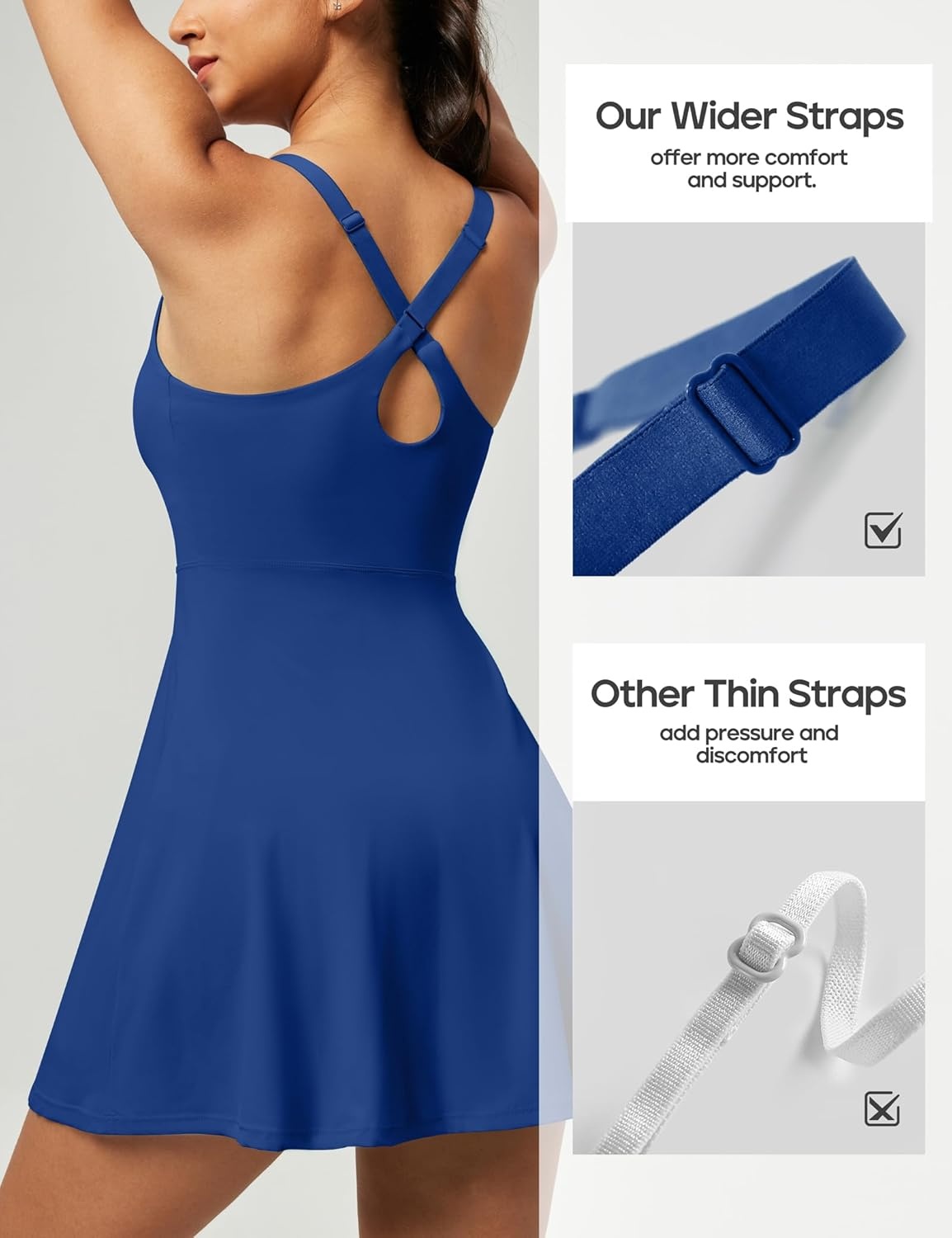 image:imageHeathyoga Tennis Dresses for Women Athletic Dress with Shorts Underneath Workout Dress with Pockets Summer Golf Outfits Blue