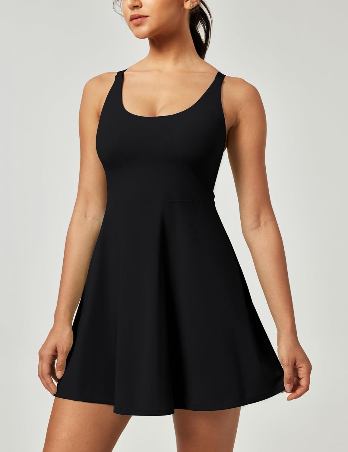 image:imageHeathyoga Tennis Dresses for Women Athletic Dress with Shorts Underneath Workout Dress with Pockets Summer Golf OutfitsBlack