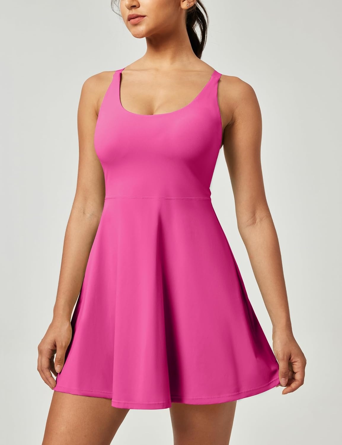 image:imageHeathyoga Tennis Dresses for Women Athletic Dress with Shorts Underneath Workout Dress with Pockets Summer Golf OutfitsHot Pink