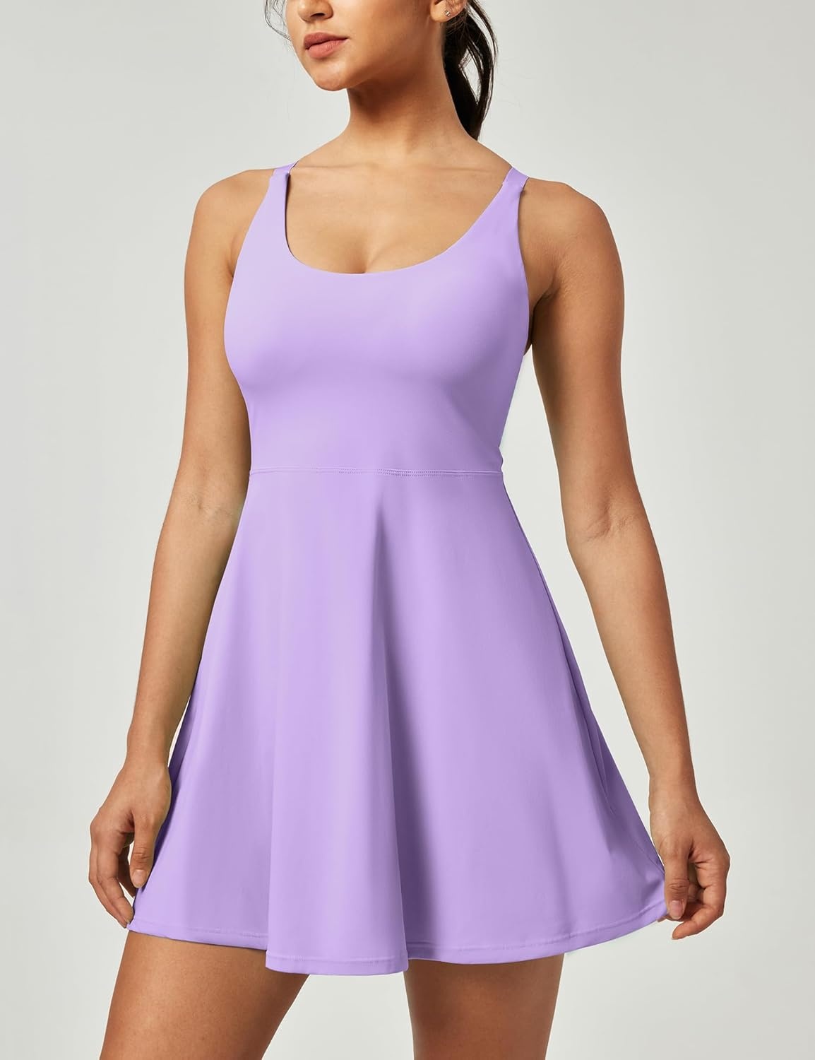 image:imageHeathyoga Tennis Dresses for Women Athletic Dress with Shorts Underneath Workout Dress with Pockets Summer Golf OutfitsLavender