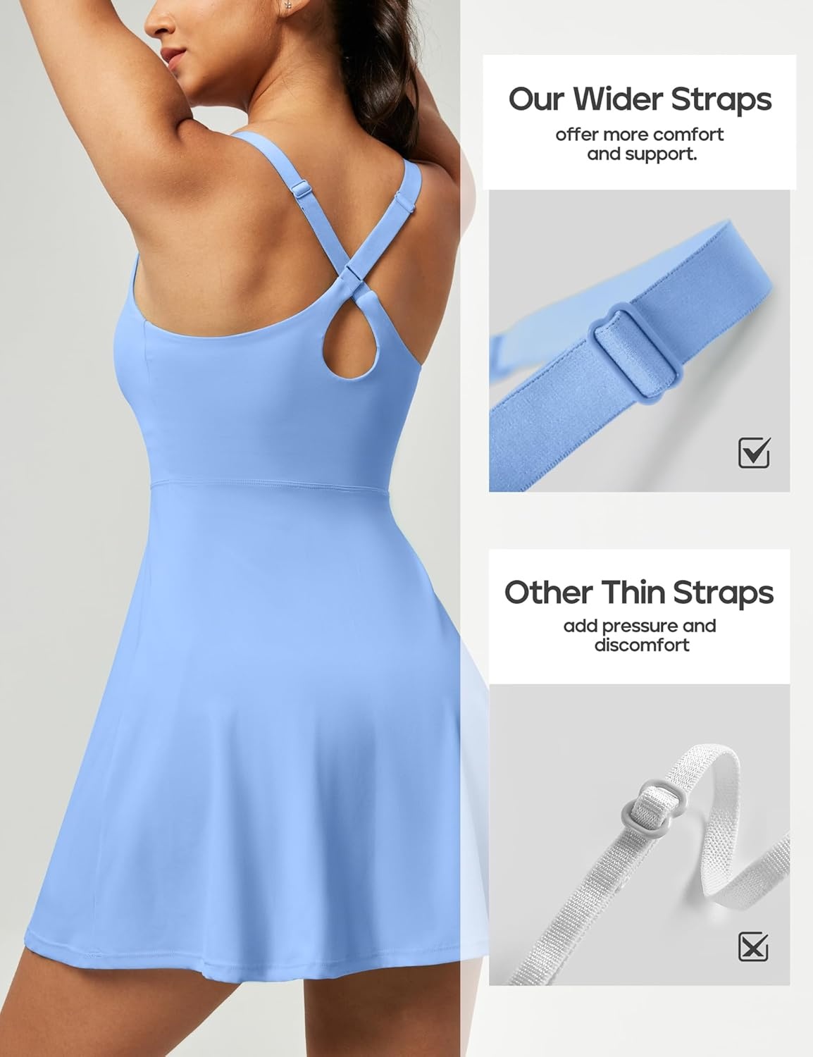 image:imageHeathyoga Tennis Dresses for Women Athletic Dress with Shorts Underneath Workout Dress with Pockets Summer Golf OutfitsLight Blue