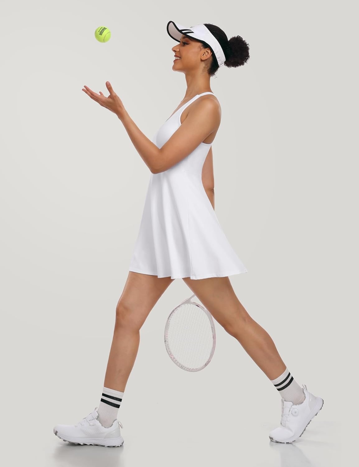 image:imageHeathyoga Tennis Dresses for Women Athletic Dress with Shorts Underneath Workout Dress with Pockets Summer Golf OutfitsWhite