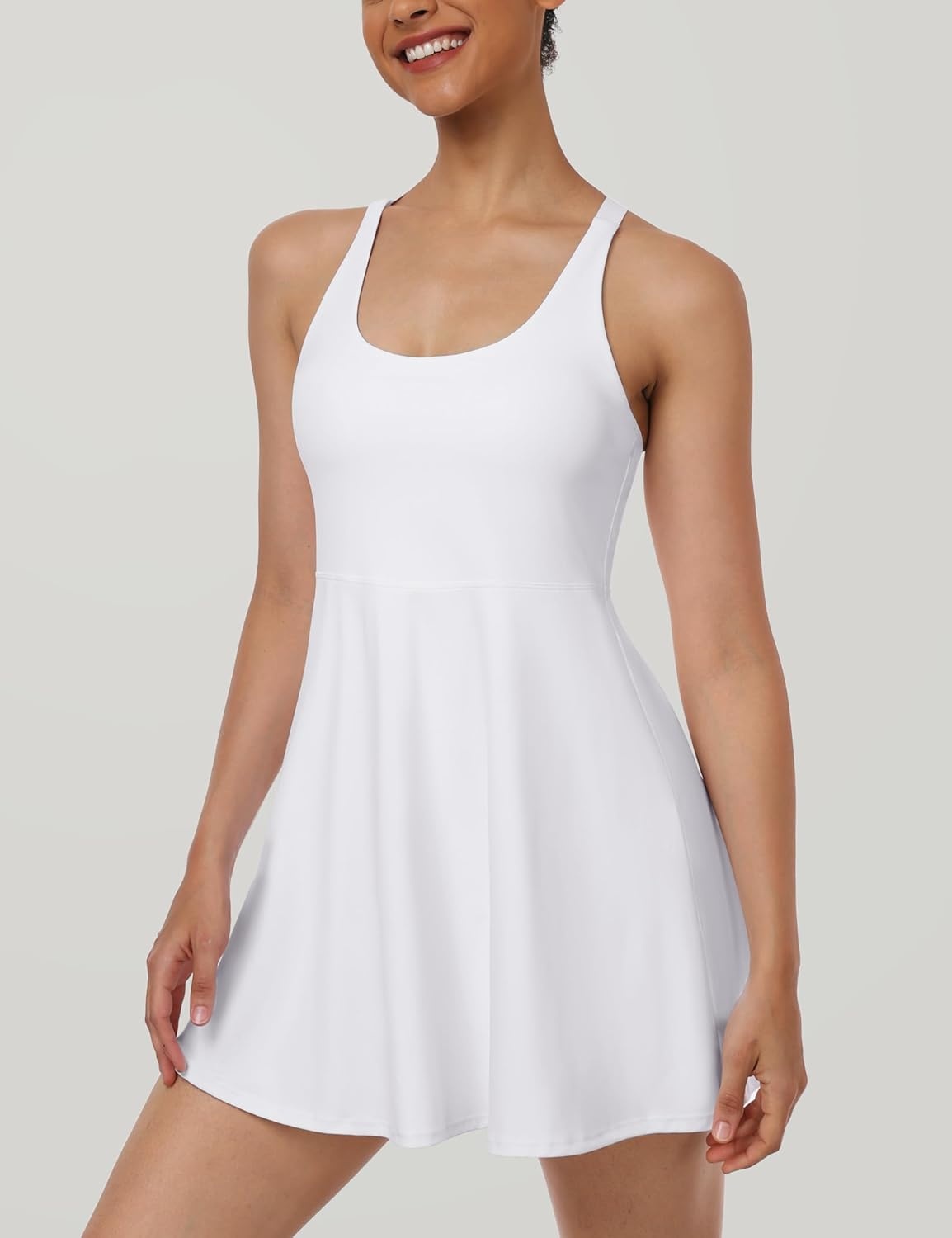 image:imageHeathyoga Tennis Dresses for Women Athletic Dress with Shorts Underneath Workout Dress with Pockets Summer Golf OutfitsWhite