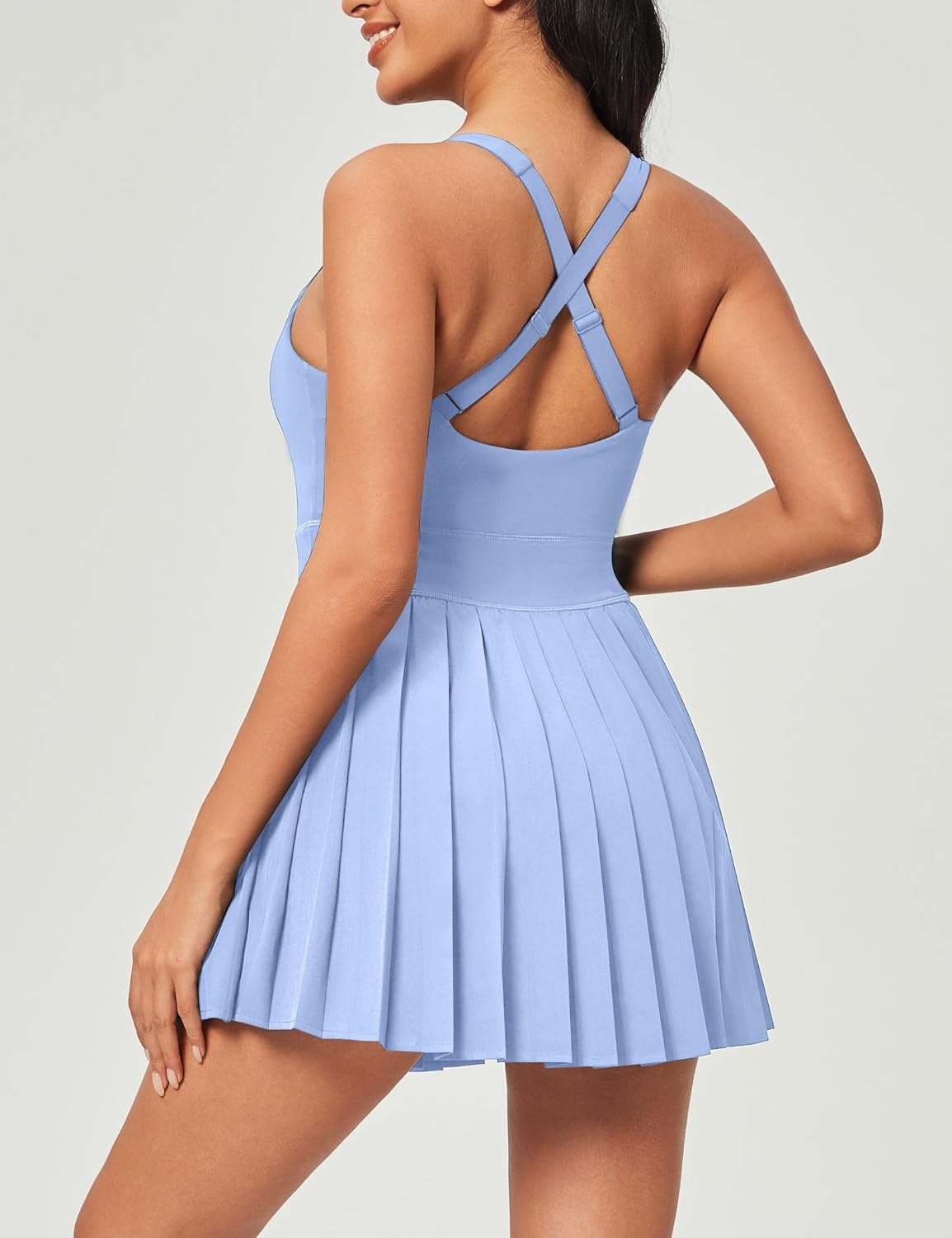 image:imageHeathyoga Tennis Dresses for Women with Shorts and Bra Athletic Dress for Women Workout Dress with Pockets for GolfBaby Blue