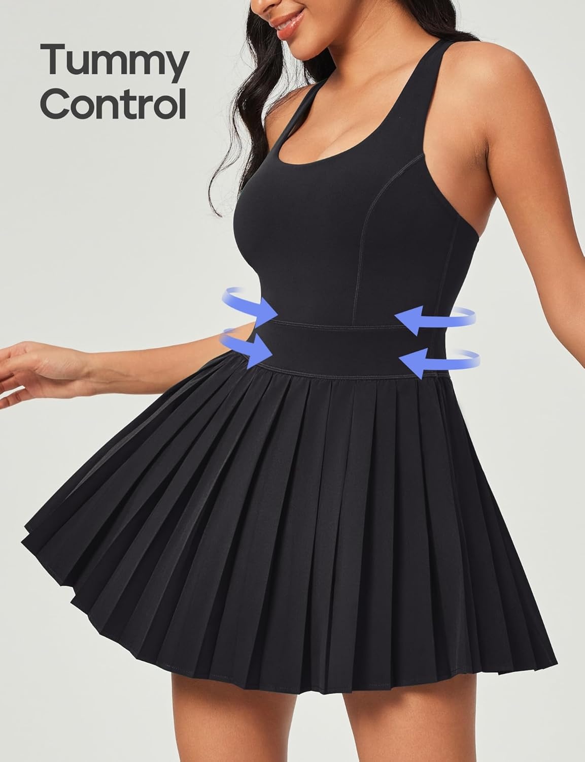 image:imageHeathyoga Tennis Dresses for Women with Shorts and Bra Athletic Dress for Women Workout Dress with Pockets for GolfBlack