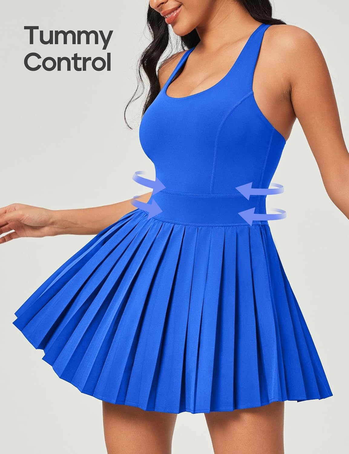 image:imageHeathyoga Tennis Dresses for Women with Shorts and Bra Athletic Dress for Women Workout Dress with Pockets for GolfBlue