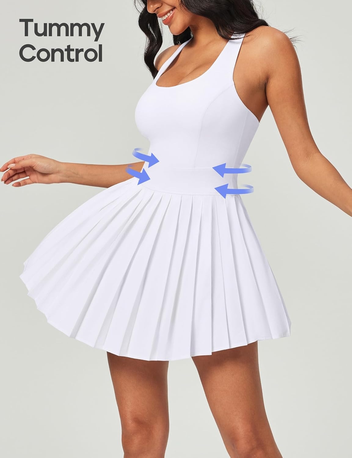 image:imageHeathyoga Tennis Dresses for Women with Shorts and Bra Athletic Dress for Women Workout Dress with Pockets for GolfWhite