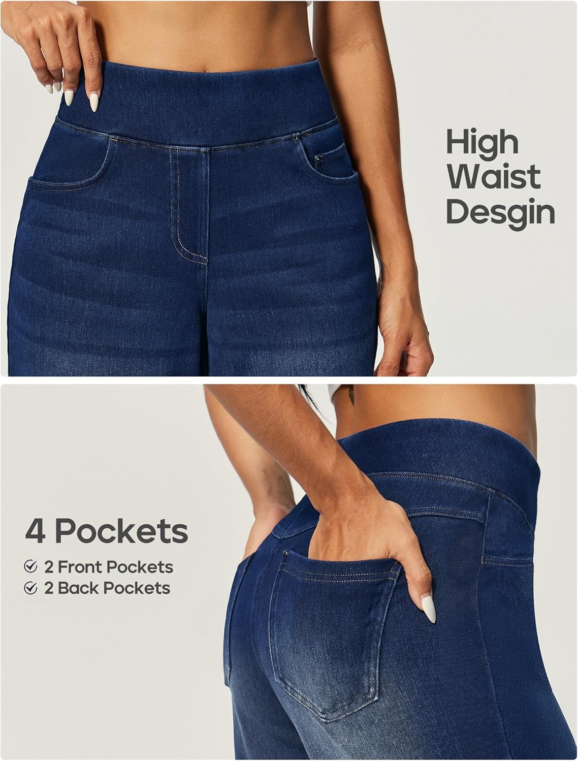 image:imageHeathyoga Wide Leg Jeans Woman High Waist Pull On Baggy Jeans for Women Stretchy Jean Pants Straight Leg Denim PantsRoyal Blue Denim
