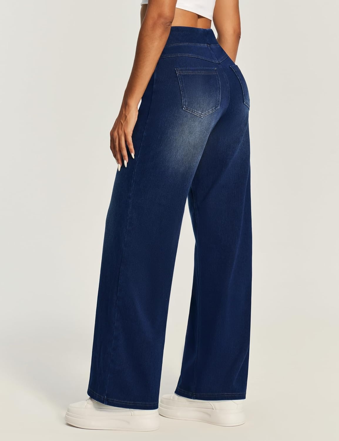 image:imageHeathyoga Wide Leg Jeans Woman High Waist Pull On Baggy Jeans for Women Stretchy Jean Pants Straight Leg Denim PantsRoyal Blue Denim