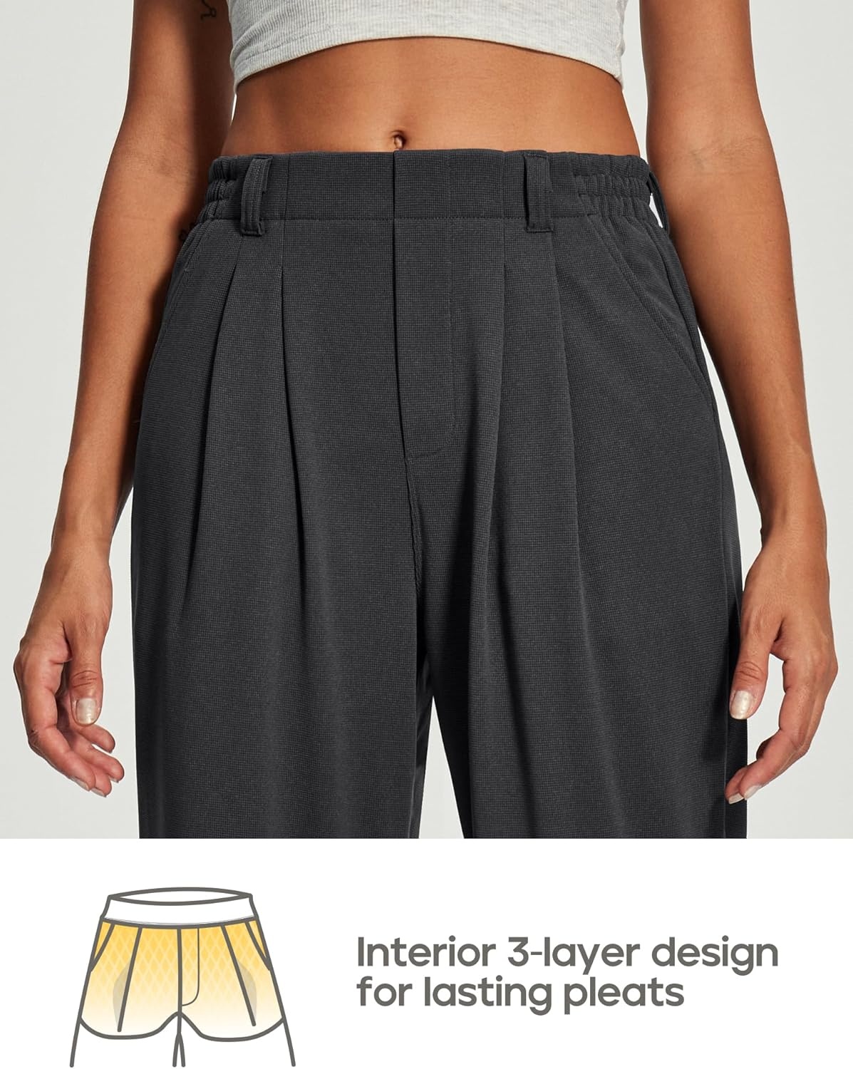image:imageHeathyoga Wide Leg Stretchy Work Pants Women Pull on Dress Pants High Waisted Business Casual Trousers Slacks for WomenGrey