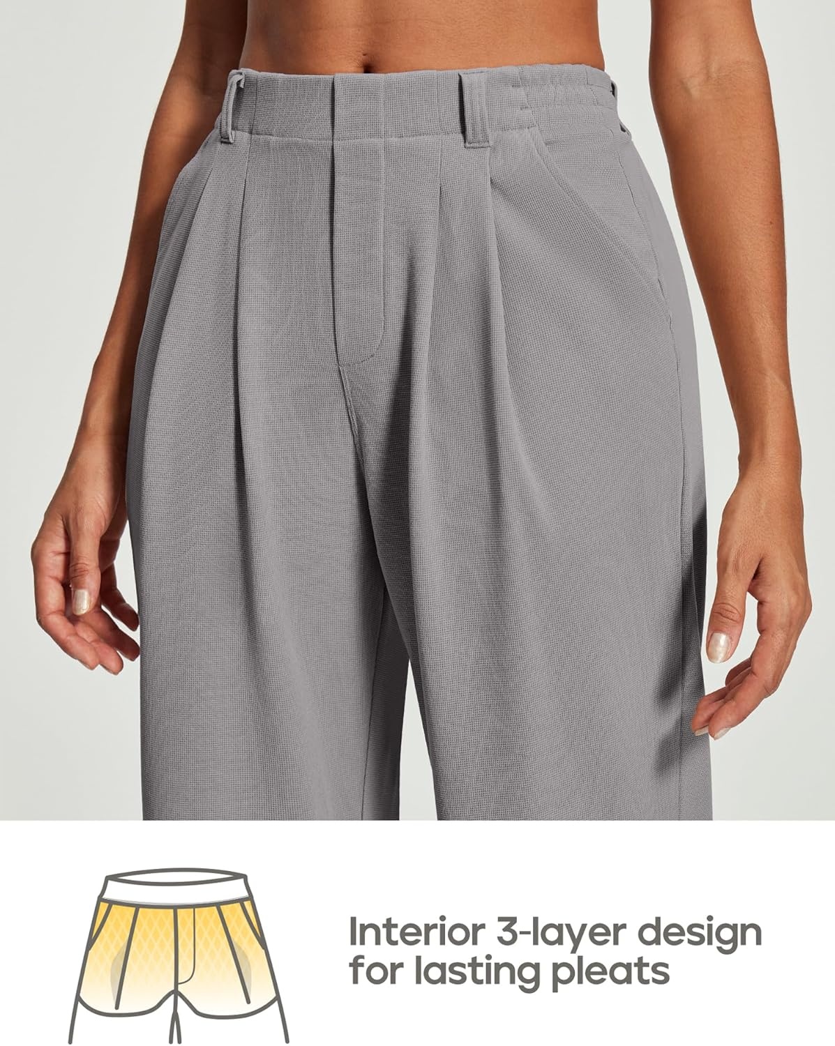 image:imageHeathyoga Wide Leg Stretchy Work Pants Women Pull on Dress Pants High Waisted Business Casual Trousers Slacks for WomenLight Grey