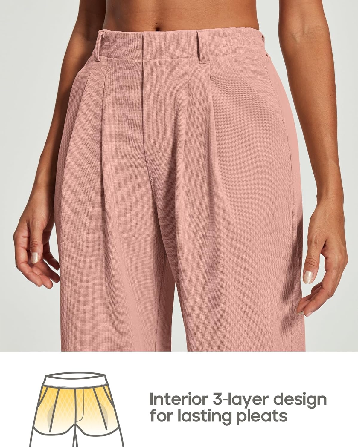 image:imageHeathyoga Wide Leg Stretchy Work Pants Women Pull on Dress Pants High Waisted Business Casual Trousers Slacks for WomenPink