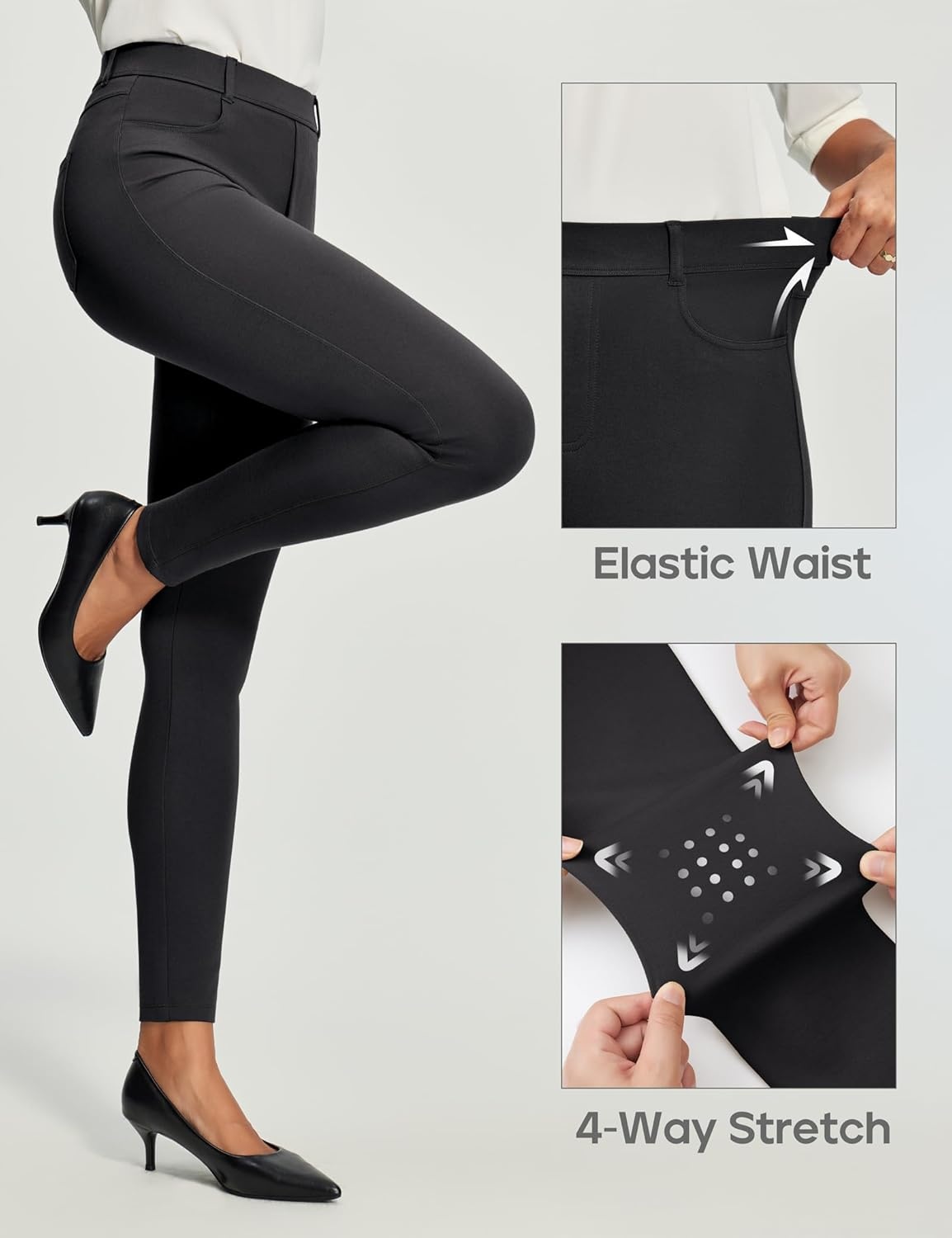 image:imageHeathyoga Womens Dress Pants Pull On Stretchy Work Pants Women Business Casual Outfits Slacks for Women Teacher Pants OfficeBlack
