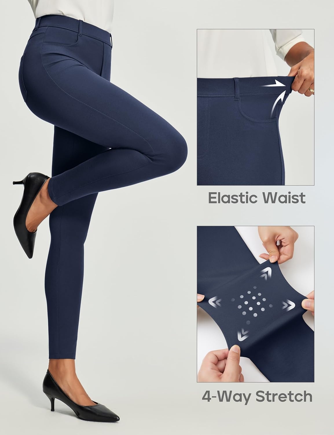image:imageHeathyoga Womens Dress Pants Pull On Stretchy Work Pants Women Business Casual Outfits Slacks for Women Teacher Pants OfficeBlue