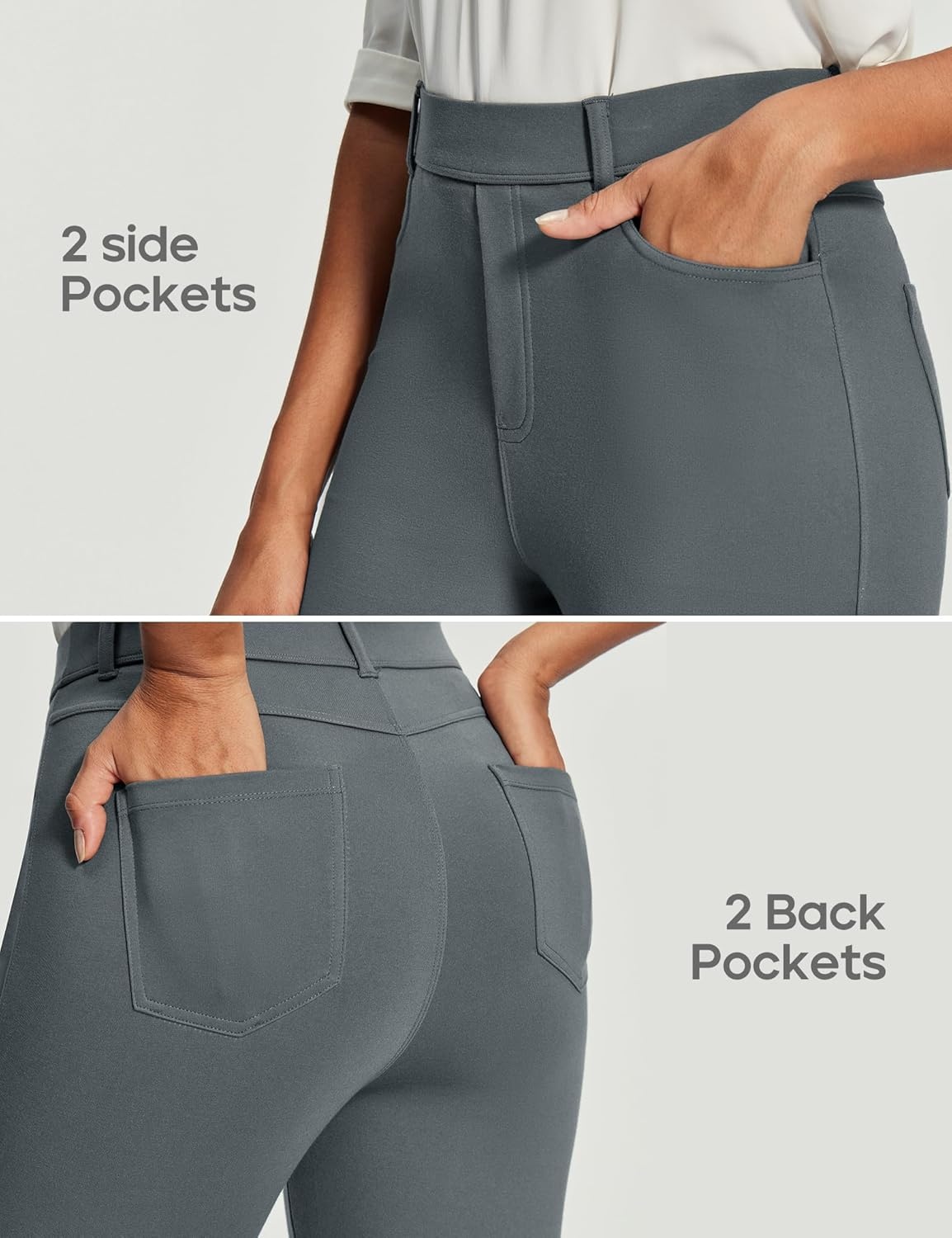 image:imageHeathyoga Womens Dress Pants Pull On Stretchy Work Pants Women Business Casual Outfits Slacks for Women Teacher Pants OfficeGrey