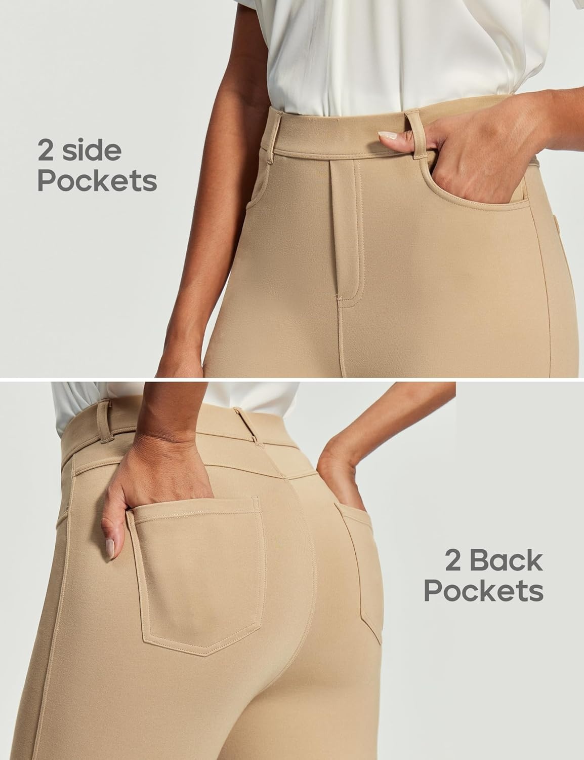 image:imageHeathyoga Womens Dress Pants Pull On Stretchy Work Pants Women Business Casual Outfits Slacks for Women Teacher Pants OfficeKhaki