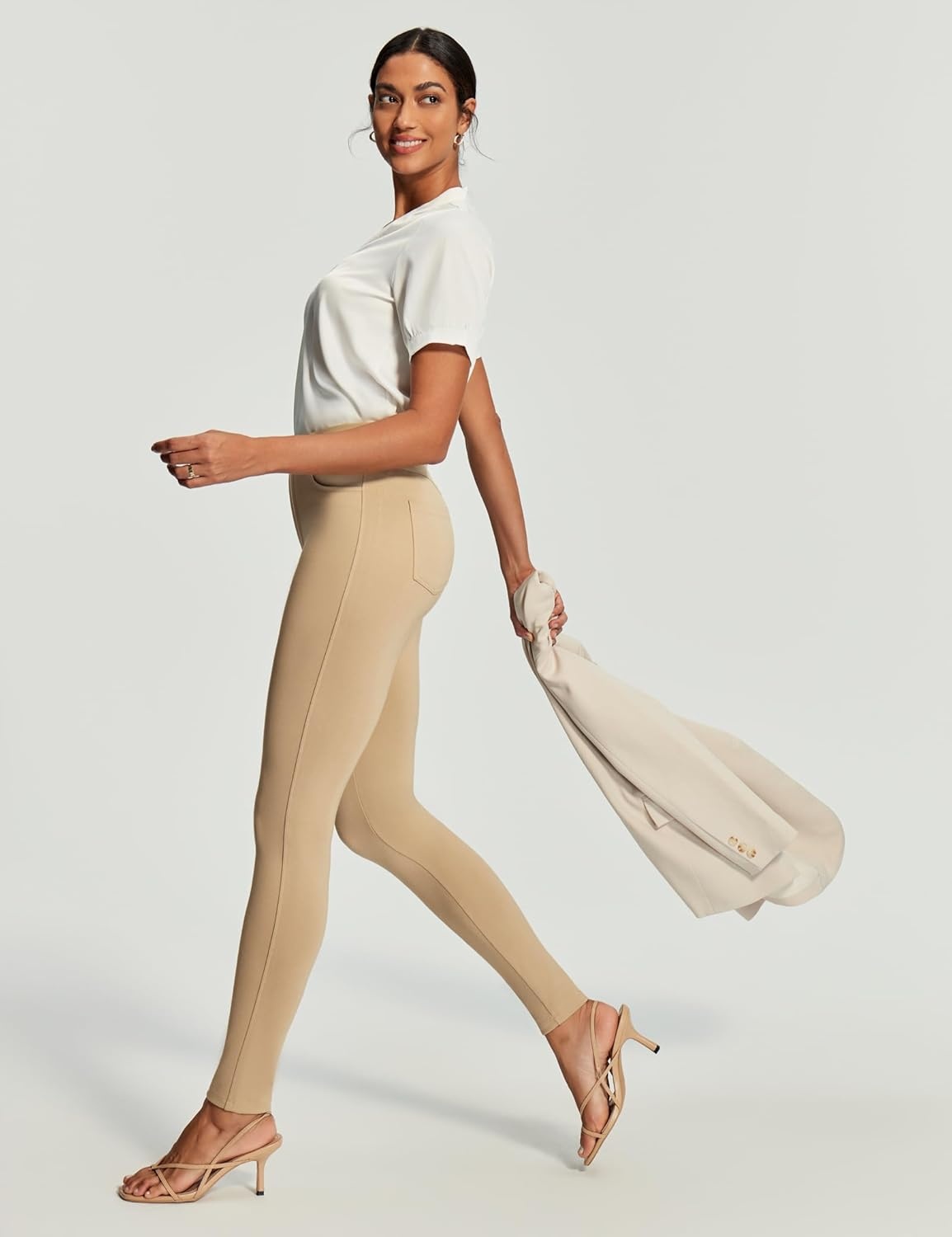 image:imageHeathyoga Womens Dress Pants Pull On Stretchy Work Pants Women Business Casual Outfits Slacks for Women Teacher Pants OfficeKhaki