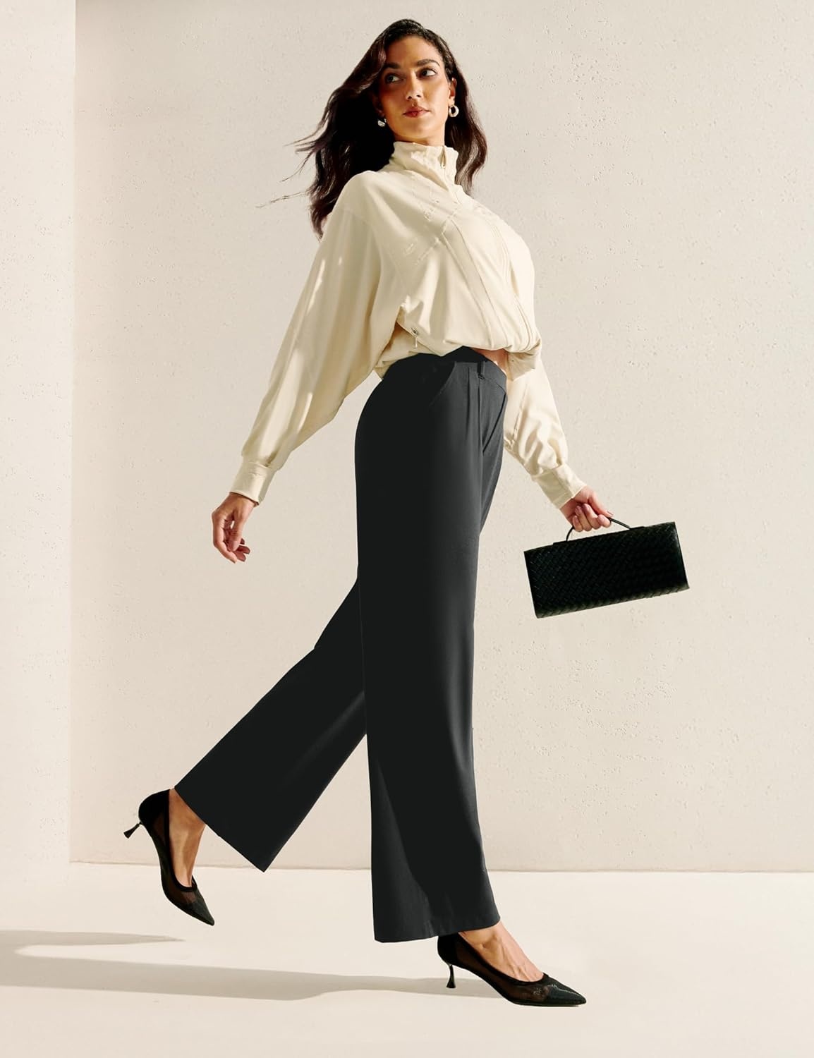 image:imageHeathyoga Womens Dress Pants Pull On Wide Leg Stretchy Work Pants Women Business Casual Outfits Slacks for Women TrousersChocolate Brown