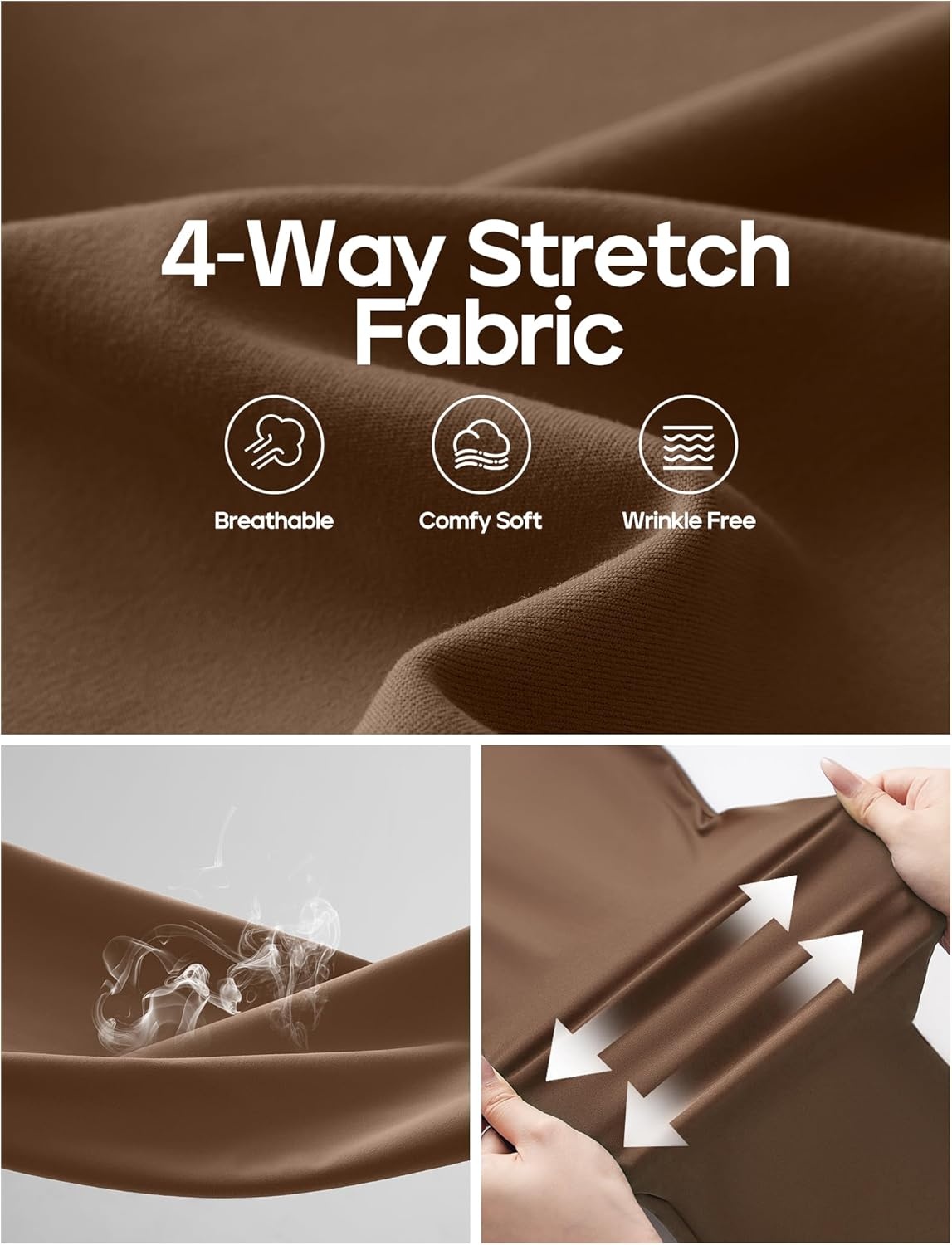 image:imageHeathyoga Womens Dress Pants Pull On Wide Leg Stretchy Work Pants Women Business Casual Outfits Slacks for Women TrousersChocolate Brown
