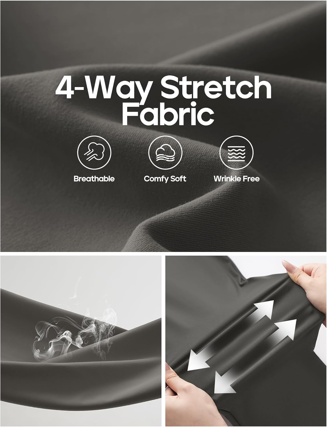 image:imageHeathyoga Womens Dress Pants Pull On Wide Leg Stretchy Work Pants Women Business Casual Outfits Slacks for Women TrousersDark Charcoal
