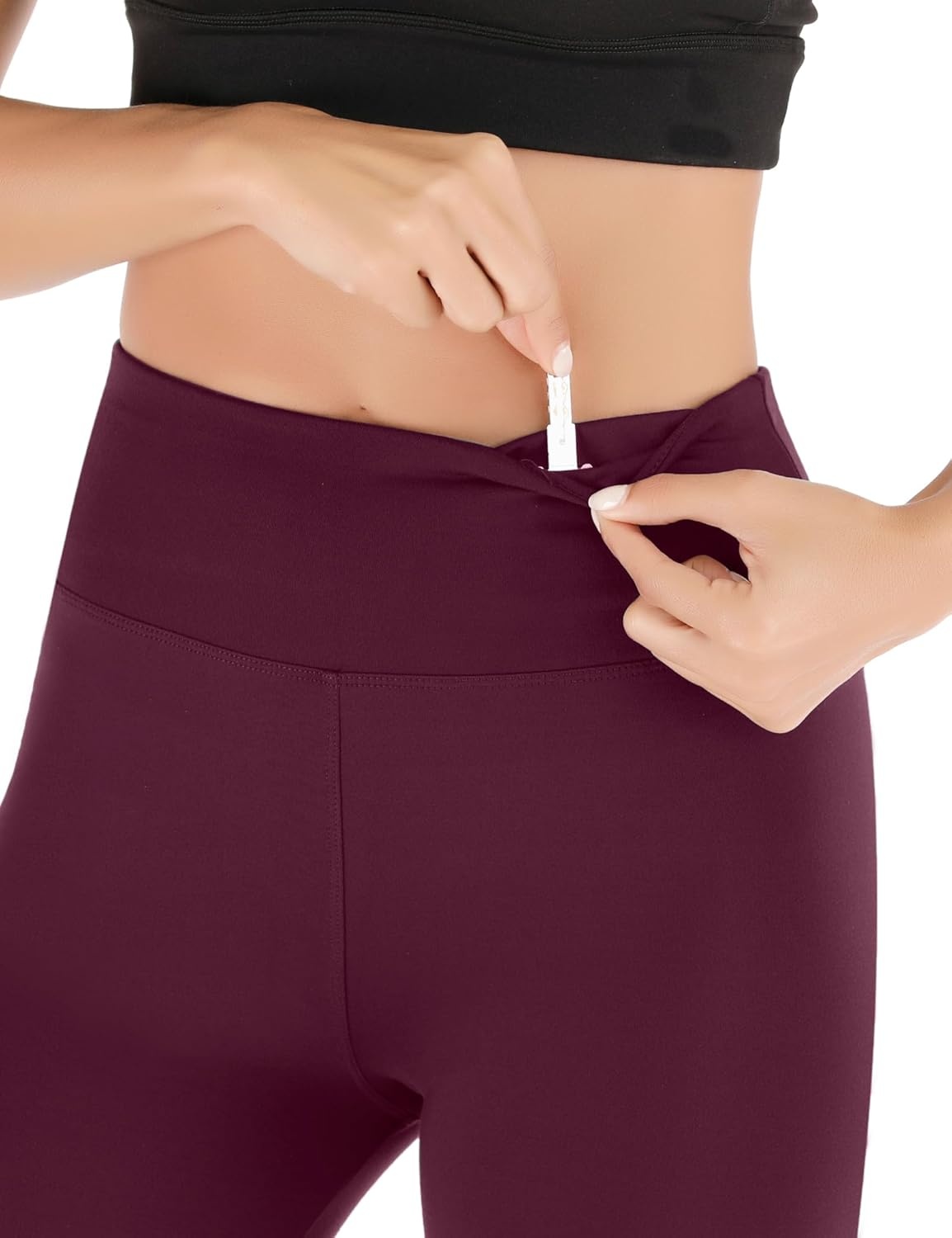 image:imageHeathyoga Womens Leggings with Pocket Buttery Soft Legging for Women Tummy Control High Waisted Yoga PantsWine Red
