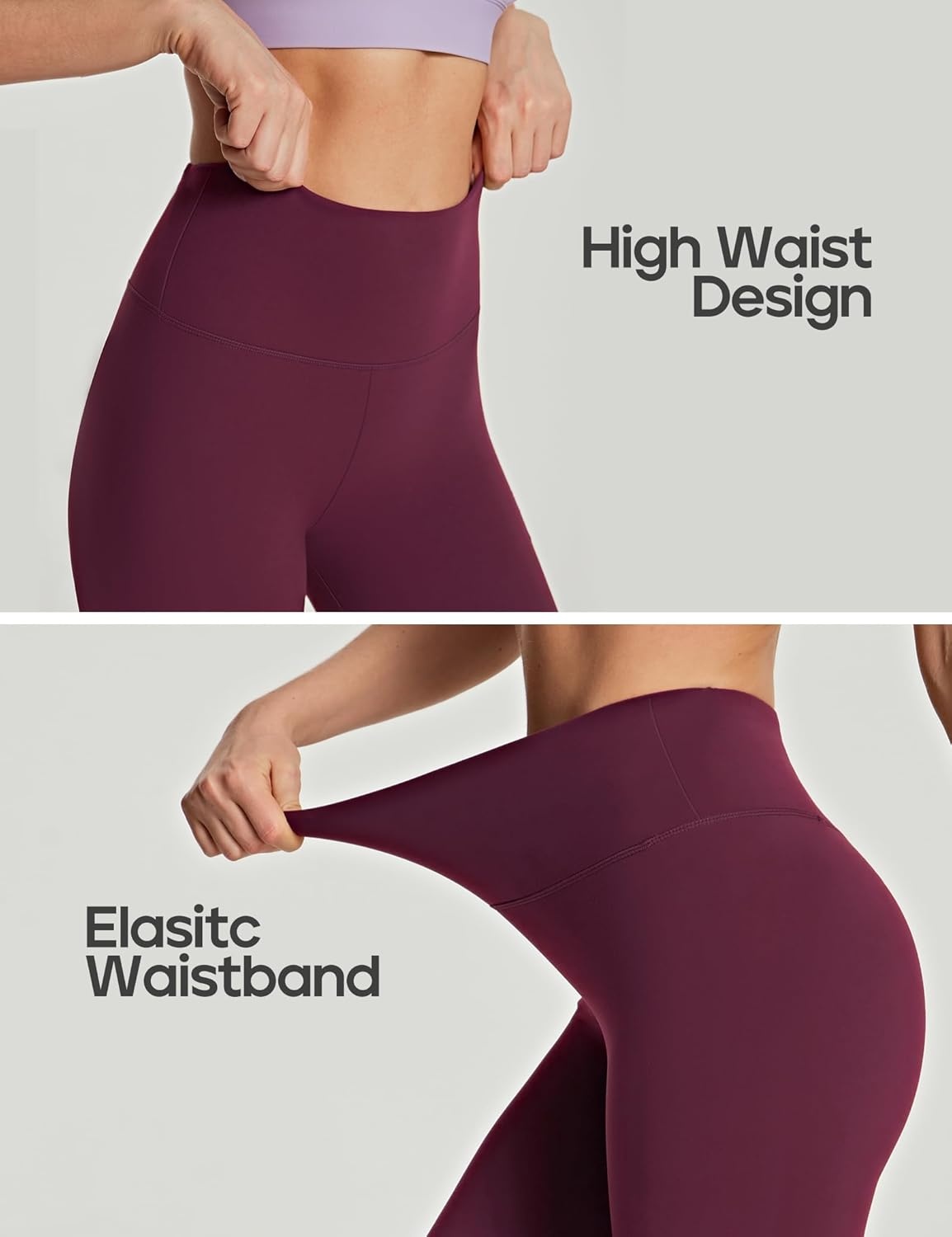 image:imageHeathyoga Womens Leggings with Pocket Buttery Soft Legging for Women Tummy Control High Waisted Yoga PantsWine Red