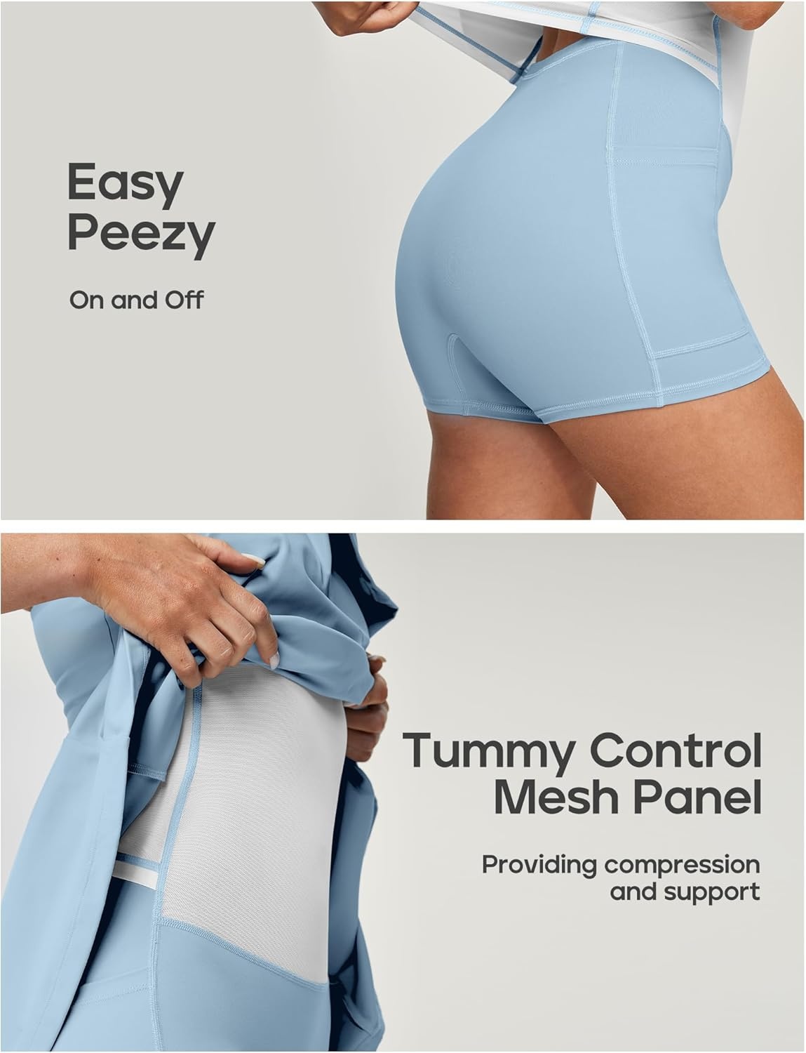 image:imageHeathyoga Womens Tennis Dress with Shorts Underneath Athletic Dress for Women Summer Romper Dresses with Pockets Golf OutfitsLight Blue