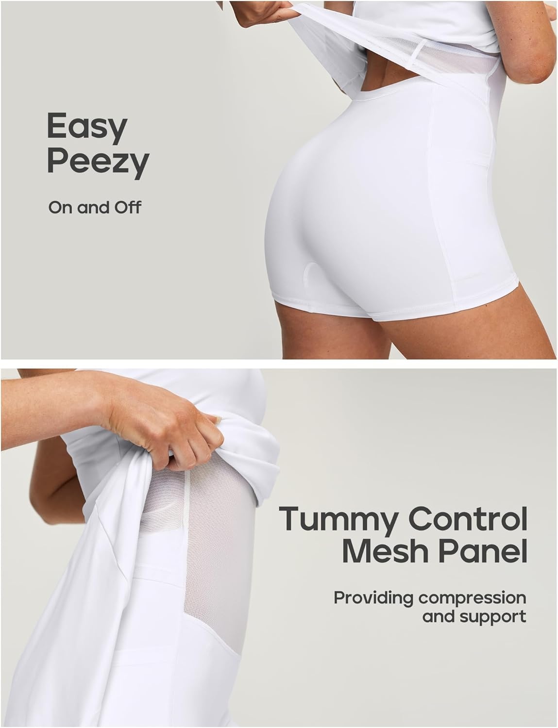 image:imageHeathyoga Womens Tennis Dress with Shorts Underneath Athletic Dress for Women Summer Romper Dresses with Pockets Golf OutfitsWhite
