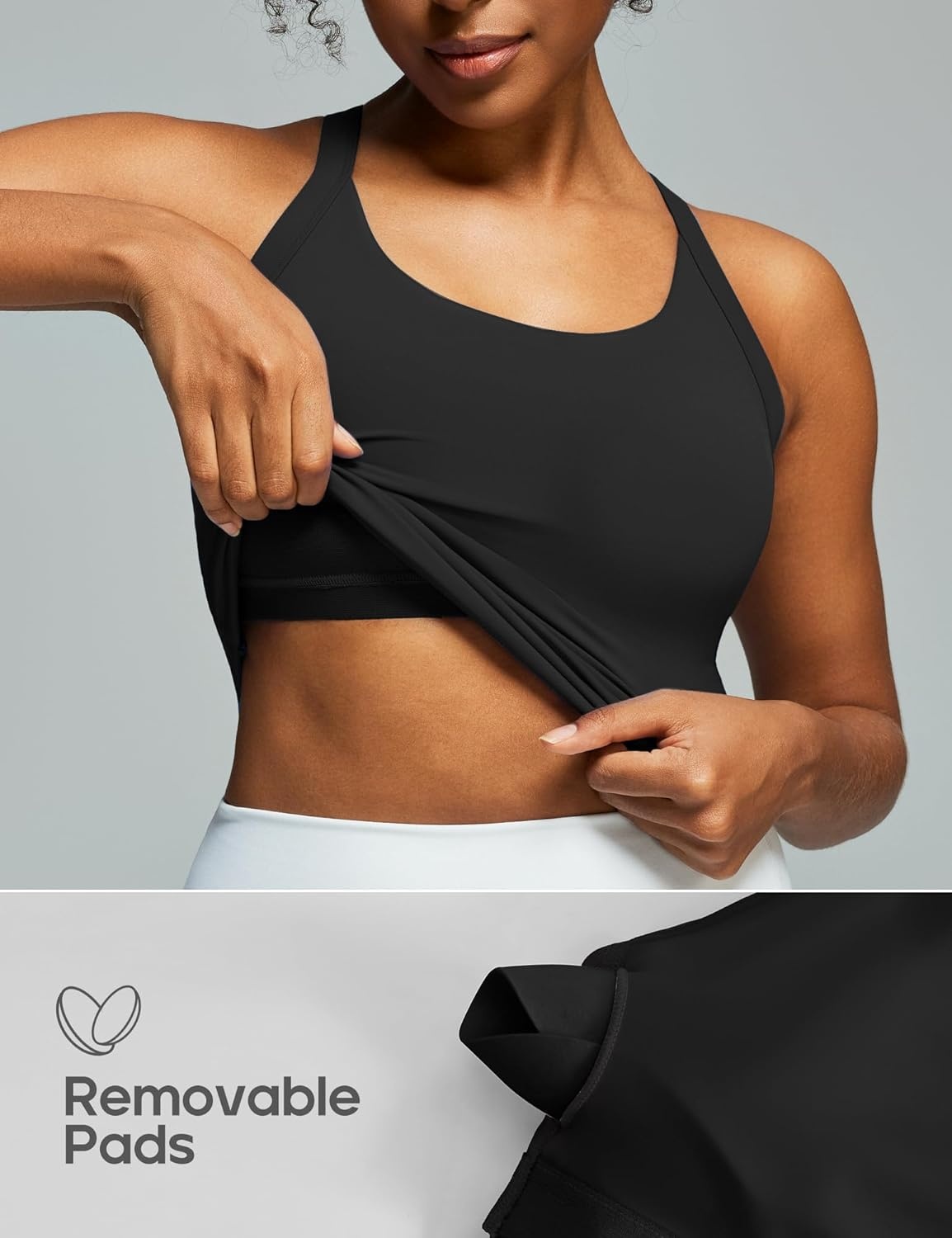 image:imageHeathyoga Workout Tank Tops Women with Built in Bras Racerback Tank Tops for Women Trendy CutOut Summer Tops Yoga PilatesBlack