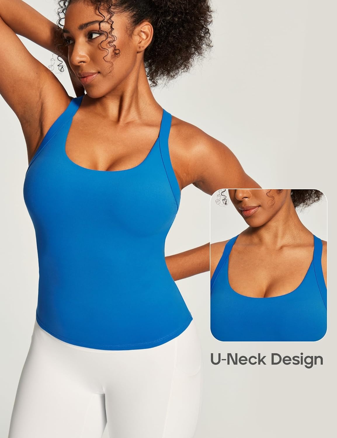 image:imageHeathyoga Workout Tank Tops Women with Built in Bras Racerback Tank Tops for Women Trendy CutOut Summer Tops Yoga PilatesBlue