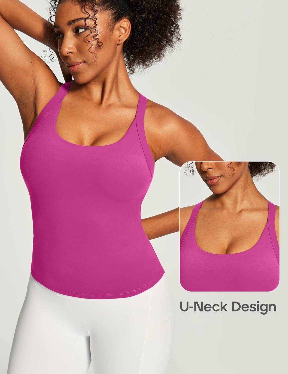 image:imageHeathyoga Workout Tank Tops Women with Built in Bras Racerback Tank Tops for Women Trendy CutOut Summer Tops Yoga PilatesPink