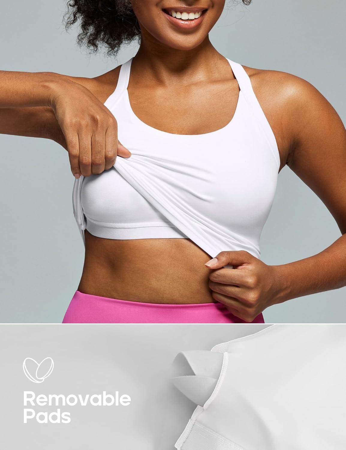 image:imageHeathyoga Workout Tank Tops Women with Built in Bras Racerback Tank Tops for Women Trendy CutOut Summer Tops Yoga PilatesWhite