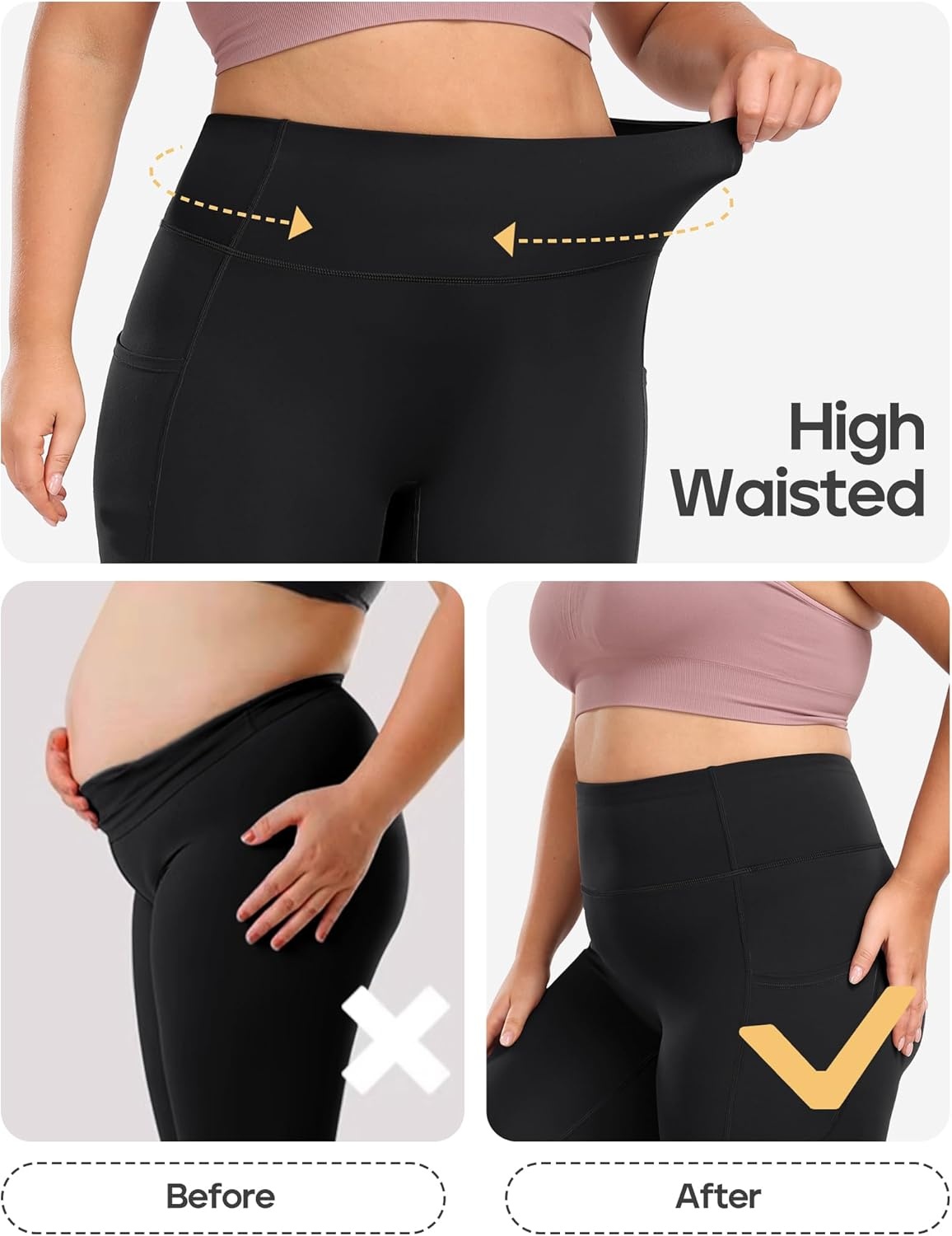 image:imageHeathyoga X6XL Plus Size Leggings for Women with Pockets Tummy Control Plus Size Yoga Pants High Waist Workout ClothesBlack