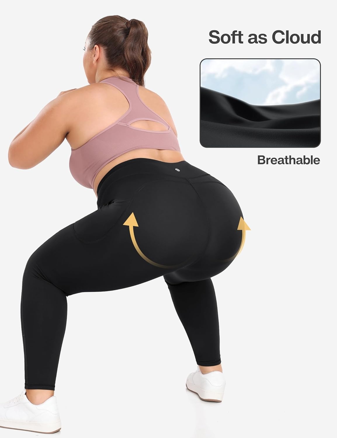 image:imageHeathyoga X6XL Plus Size Leggings for Women with Pockets Tummy Control Plus Size Yoga Pants High Waist Workout ClothesBlack