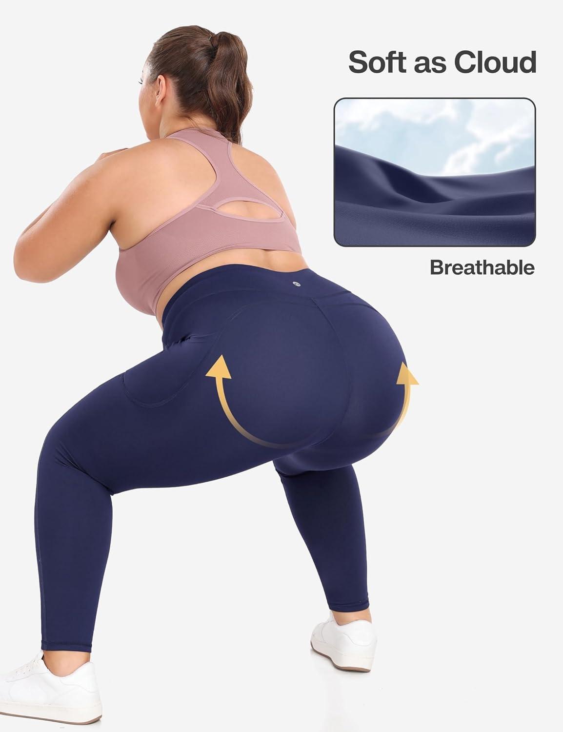 image:imageHeathyoga X6XL Plus Size Leggings for Women with Pockets Tummy Control Plus Size Yoga Pants High Waist Workout ClothesDarkblue