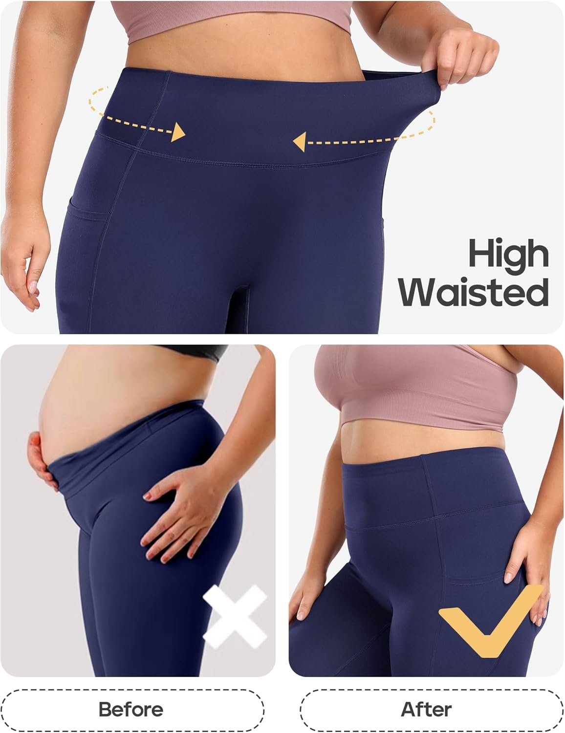 image:imageHeathyoga X6XL Plus Size Leggings for Women with Pockets Tummy Control Plus Size Yoga Pants High Waist Workout ClothesDarkblue