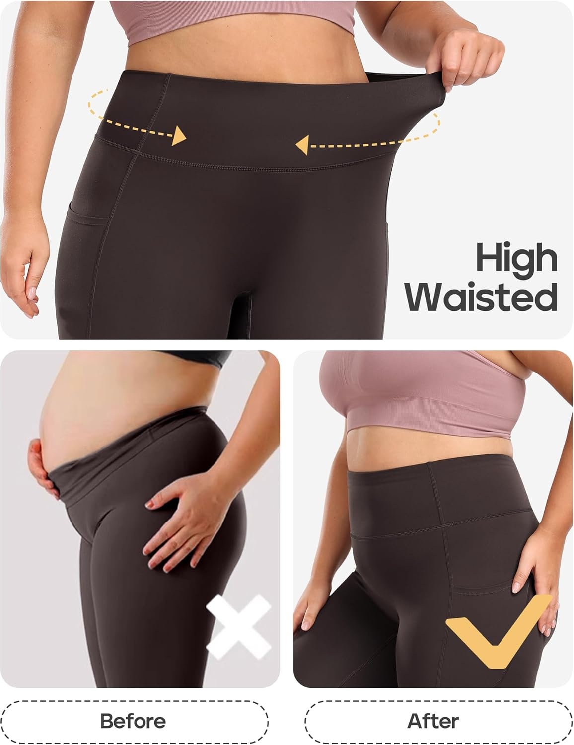 image:imageHeathyoga X6XL Plus Size Leggings for Women with Pockets Tummy Control Plus Size Yoga Pants High Waist Workout ClothesEspresso