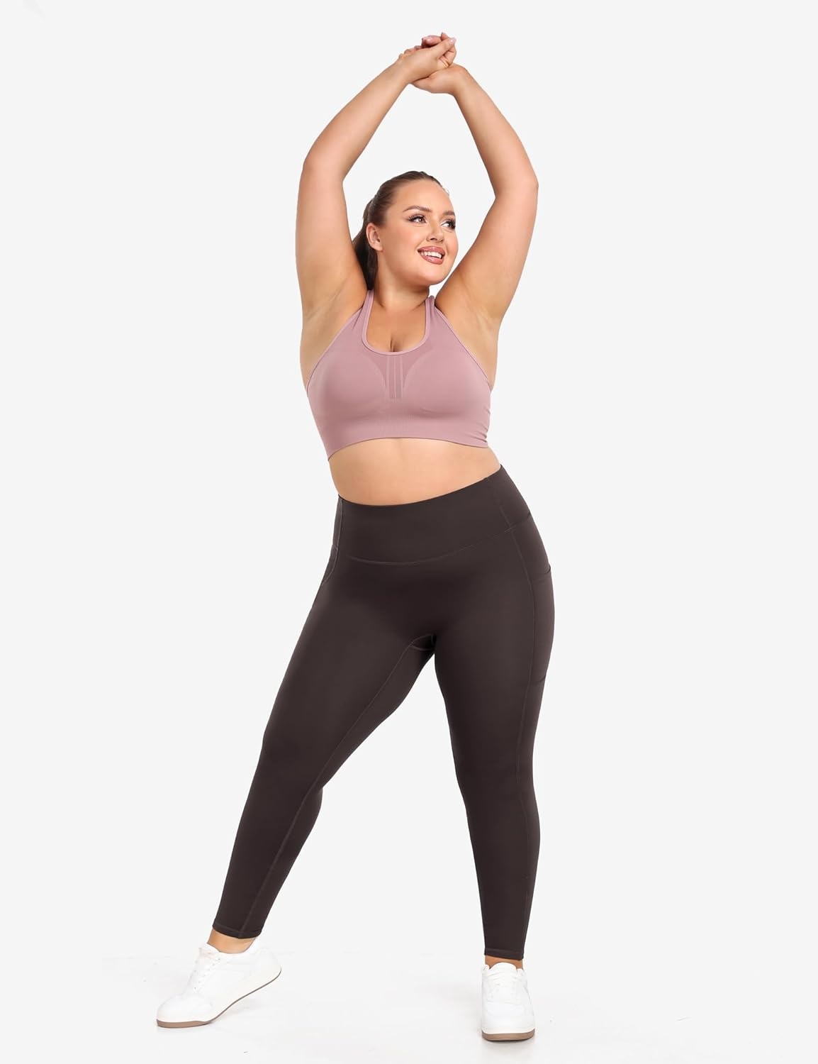 image:imageHeathyoga X6XL Plus Size Leggings for Women with Pockets Tummy Control Plus Size Yoga Pants High Waist Workout ClothesEspresso