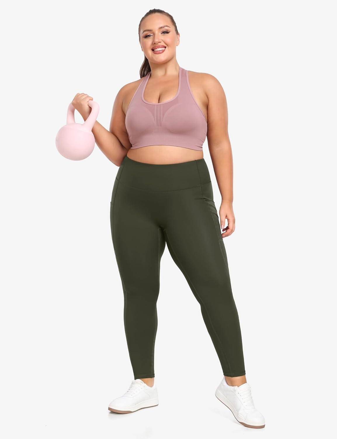 image:imageHeathyoga X6XL Plus Size Leggings for Women with Pockets Tummy Control Plus Size Yoga Pants High Waist Workout ClothesLegacy Green