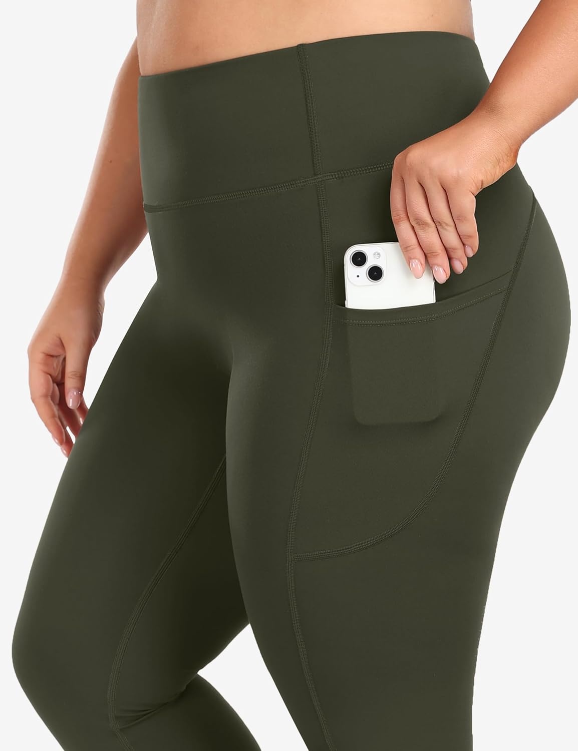 image:imageHeathyoga X6XL Plus Size Leggings for Women with Pockets Tummy Control Plus Size Yoga Pants High Waist Workout ClothesLegacy Green
