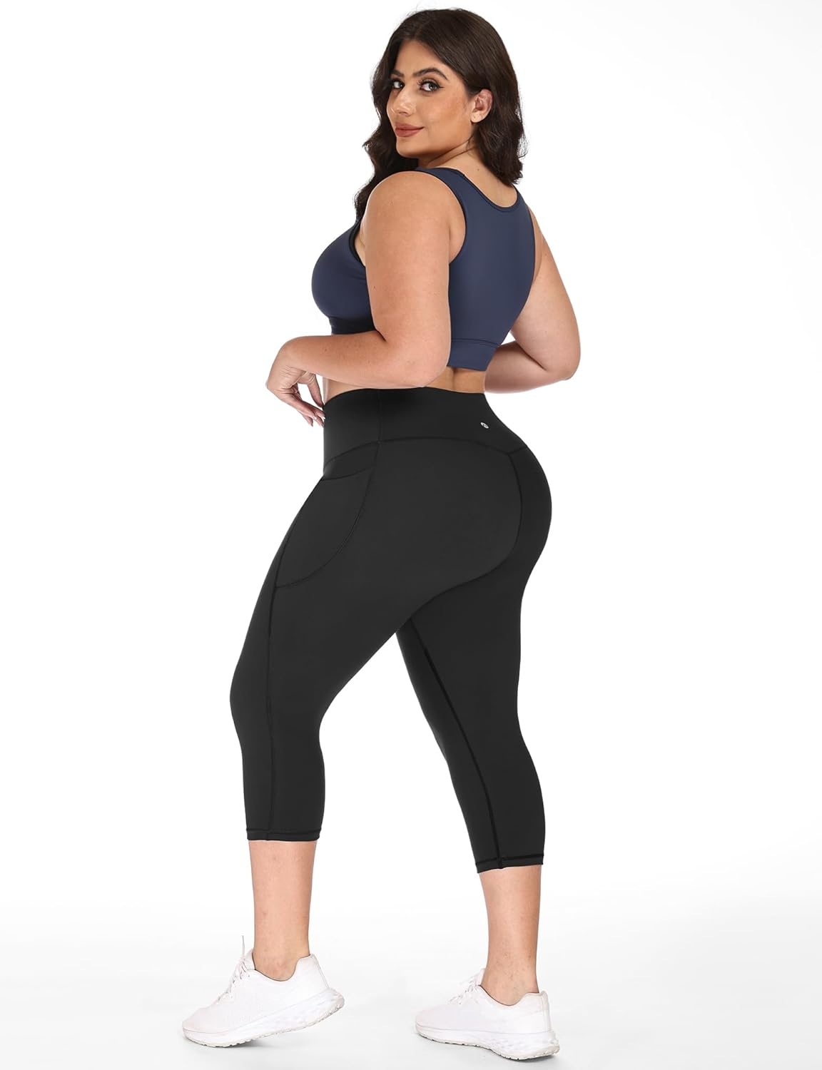 image:imageHeathyoga XL6XL Plus Size Capri Leggings for Women with Pockets Tummy Control Capri Yoga Pants High Waisted LeggingsBlack