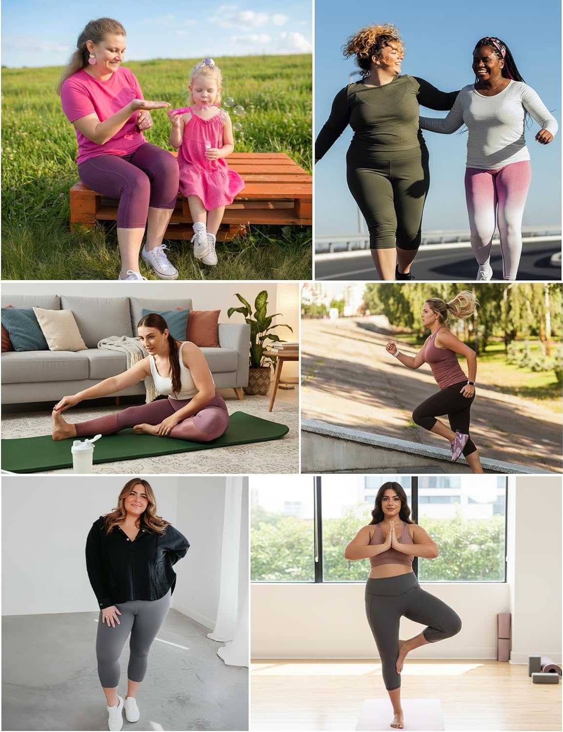 image:imageHeathyoga XL6XL Plus Size Capri Leggings for Women with Pockets Tummy Control Capri Yoga Pants High Waisted LeggingsDark Blue