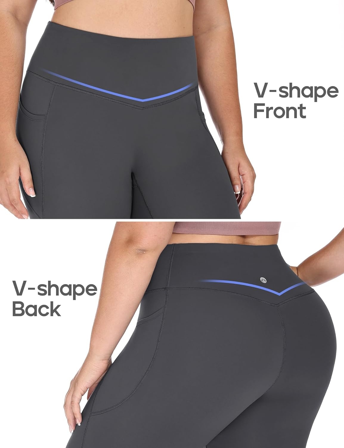 image:imageHeathyoga XL6XL Plus Size Capri Leggings for Women with Pockets Tummy Control Capri Yoga Pants High Waisted LeggingsDark Grey